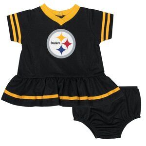 NWOT Baby Girls Pittsburgh Steelers Cheerleader Dress and Diaper Cover Set - 18m